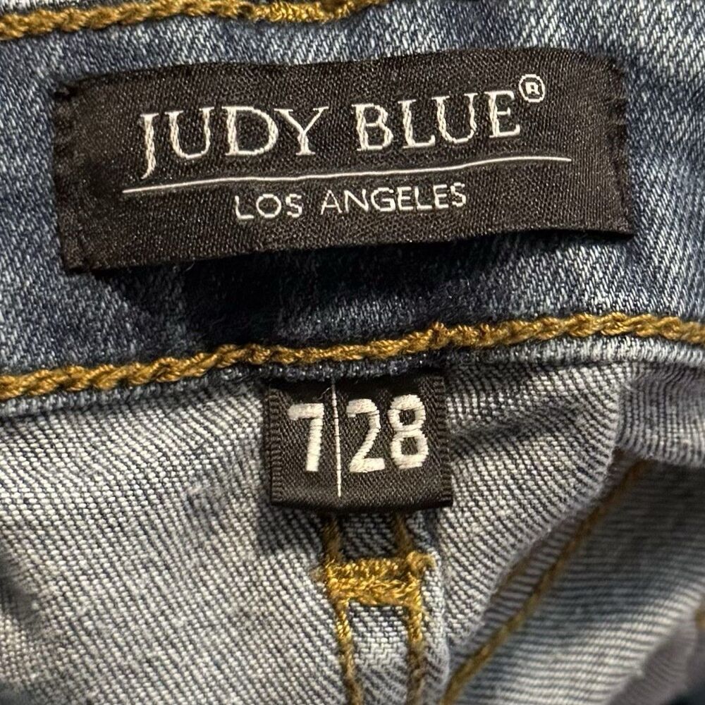 Judy Blue Jeans Womens Size 7/28 Blue Distressed Slim Cropped Stretch Pockets - Picture 8 of 9